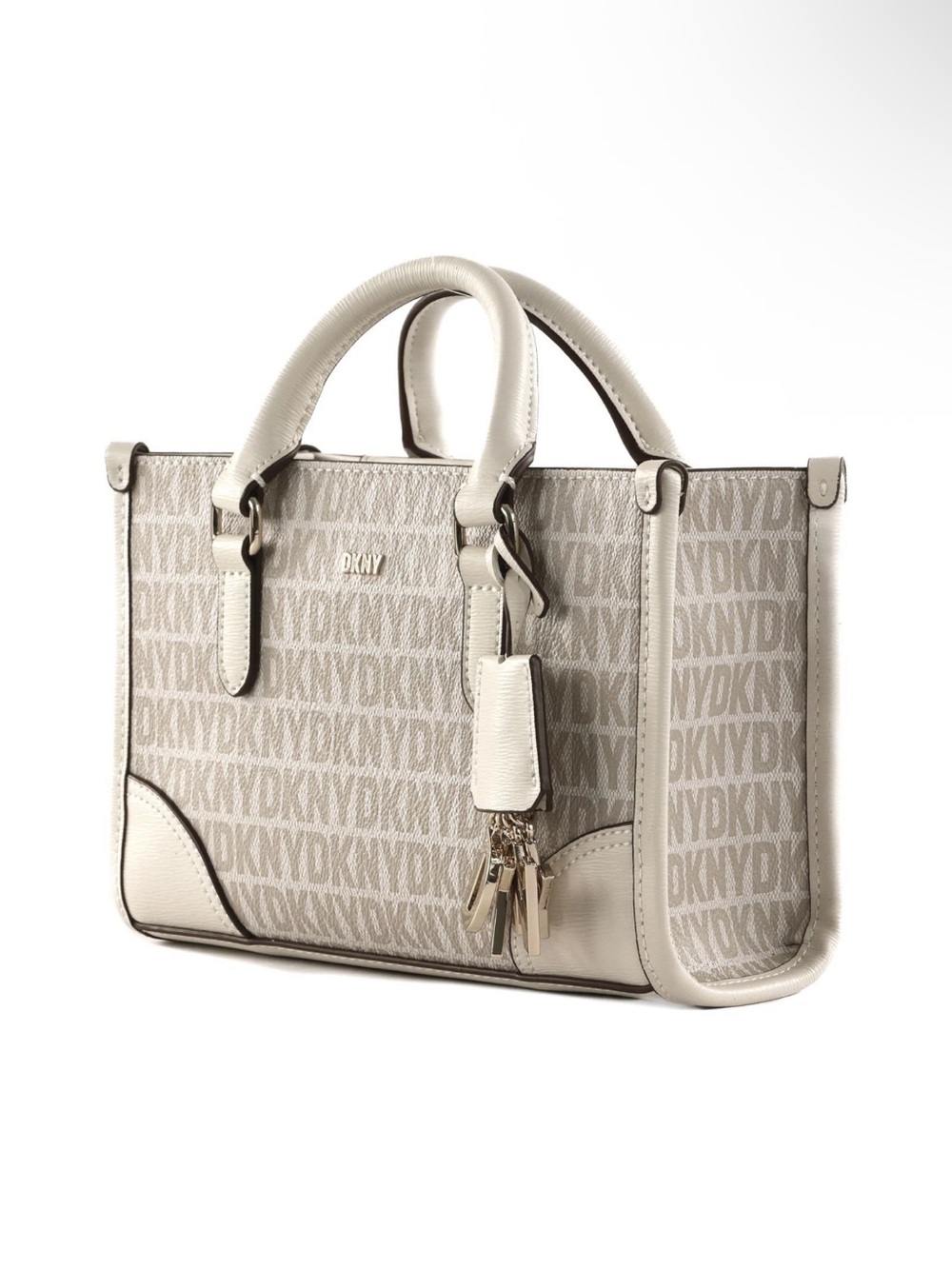 NWT DKNY Perri SM Box Satchel Bag, beige